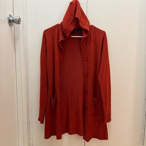 Red Hooded Cardigan Elena K.